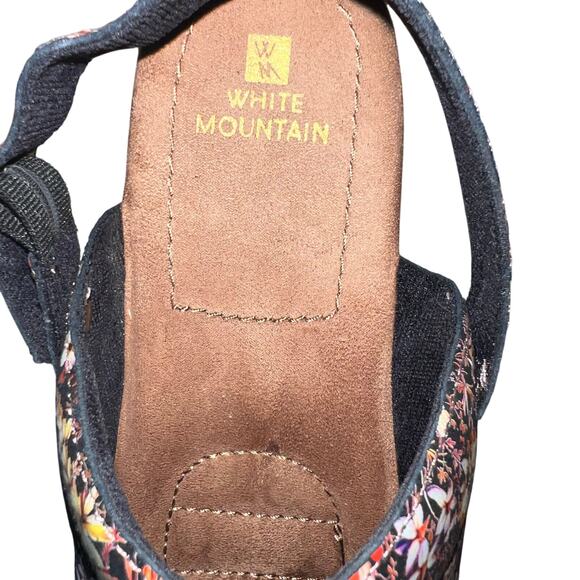 White Mountain 10 M leather uppers black floral platform adj back strap clog - Picture 7 of 10
